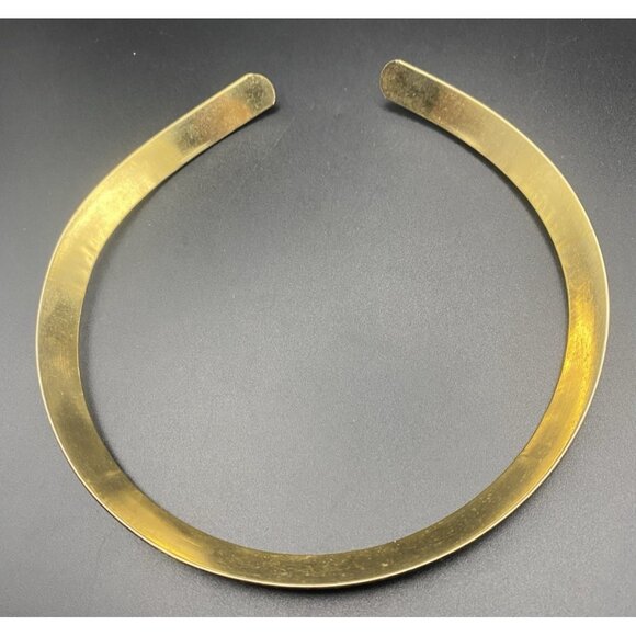 Hammered Gold Tone Torque Collar Necklace 13" Choker Boho Minimalist Layering - Picture 4 of 5